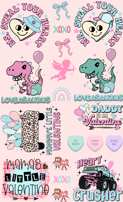 💘🦖 Valentine’s Gang Sheet – Sweethearts & Loveasaurus 🦖💘